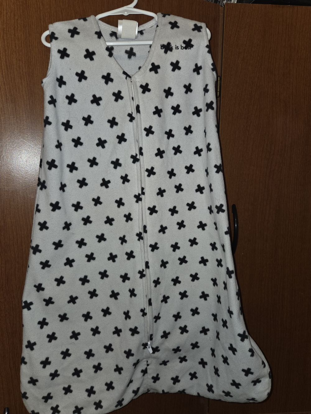 Halo White Sleep Sack with Black Cross Print